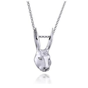 NIB Gillie and Marc Large Rabbit Girl Sterling Silver Pendant and Chain